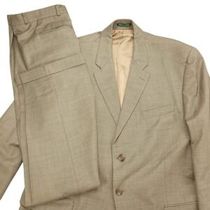 Lauren Ralph Lauren Suit Men's Beige Wool Blazer 41L Pants 40X32.5‎ Set